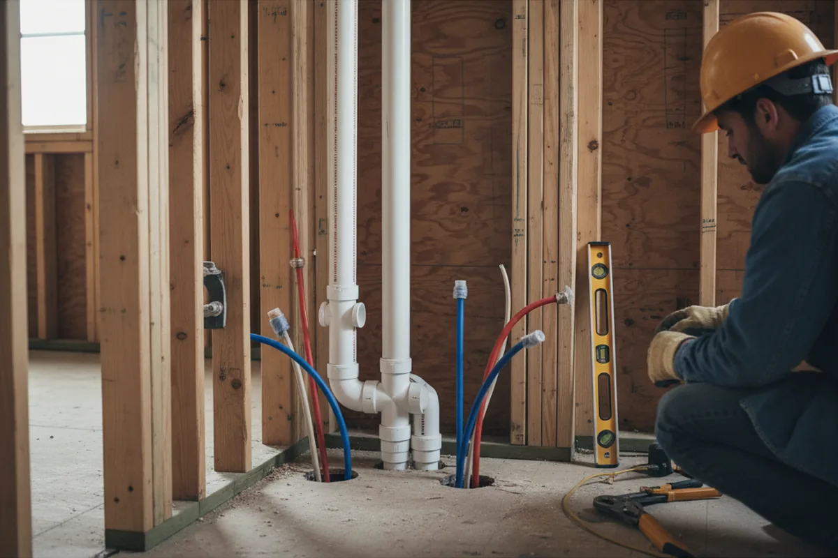 Drain and supply rough-in during Leak Detection in Stockholm